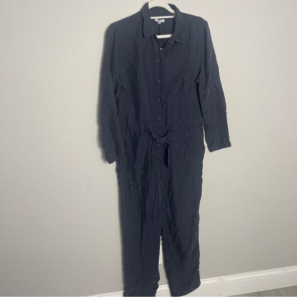 $268 UNSUBSCRIBED 100% Silk Utility Long Sleeves Jumpsuit NWOT SMALL - Picture 6 of 7